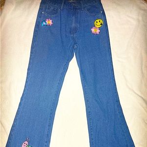 Floral & Animal Embroidery Jeans